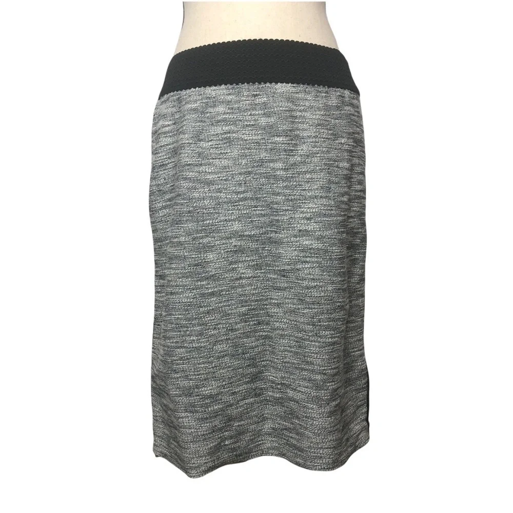 Anthropologie Leifsdottir Black‎ White Cloud Deck Tweed Pencil Skirt